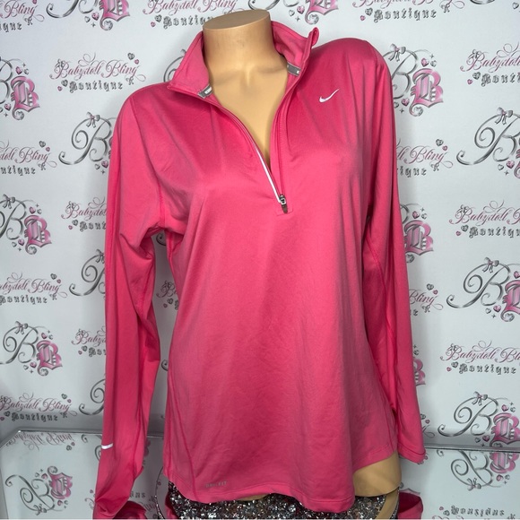 Nike dri fit running sweater pull over hoodie half zip up pink soft buttery y2k - Picture 5 of 16
